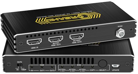 CORSAHD 8K@60Hz 4K@120Hz HDMI 2.1 Splitter 1 in 2 Out,48 Gbps,HDCP 2.3,Supports VRR,ALLM,HDCP Bypass,EDID,Duplicate/Mirror/Copy,Downscale,HDR,Dolby Vision Atmos,Soundbar