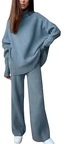 Maglia e Pantalone Donna Casual Elegante Tuta Da Casa Curvy Comode Completo 2 Pezzi Set Coordinati Invernale Completo In Maglia Oversize Lavoro Firmate Tute Morbida Moda Complete Loungewear