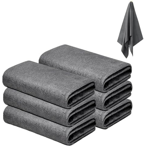 flintronic Magic Cleaning Cloths, 6 Pack Microfiber Glass Cleaning Cloth, Multifunctional Washable Cloth Duster, Reusable Lint Free Dish Cloths, for House, Kitchen, Car, Windows, Mirrors, 30 * 30 CM