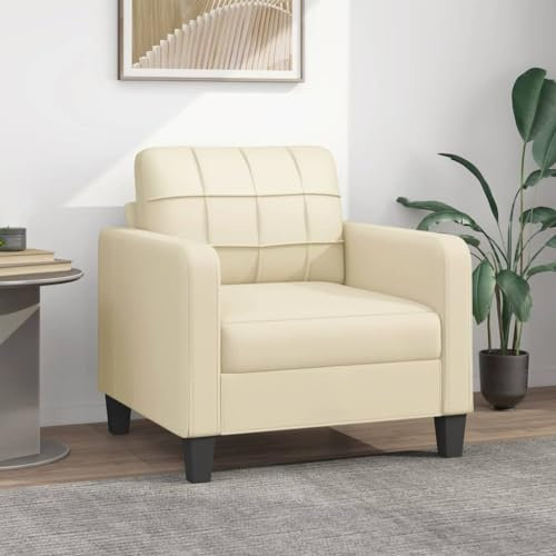 Somanki Sessel Creme 60 cm Kunstleder, Sessel Wohnzimmer, Lesesessel, Stillsessel, Fernsehsessel - 359108