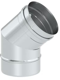 Schornstein Winkel/Bogen einwandig 45 Grad starr aus Edelstahl, Durchmesser 115 mm