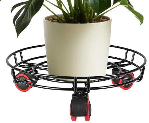 Pflanzenständer – Rollender Pflanzenständer | Pflanzen-Caddy | Pflanzenroller mit Rollen | Pflanzkübel Rollständer | Topfpflanzen-Mover Tablett mit Rollen für drinnen und draußen
