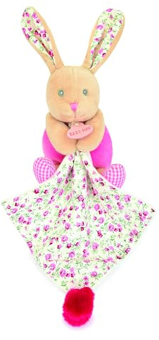 Baby NAT' - Pantin avec Doudou Lapin Poupi Rose 15 cm - Doudou Naissance en Peluche Bébé Fille - Pantin Lapin Réconfortant - Jouet Eveil Bébé Facile à Attraper - Lavable 30° - BN6036