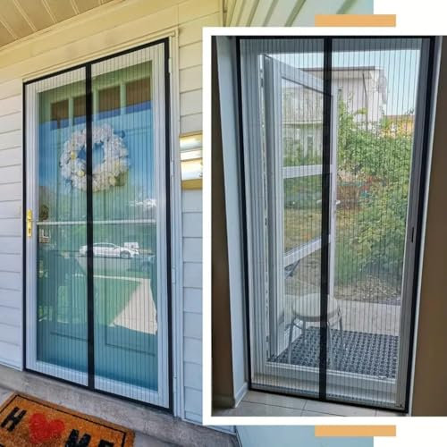 Ovker Fly Screen Door, Balcony Door, Insect Protection, Mosquito Net Window, Tear-Resistant, Weatherproof Magnetic Fly Screen for Balcony Door, Cellar Door and Patio Door (90 x 210 cm, Grey)