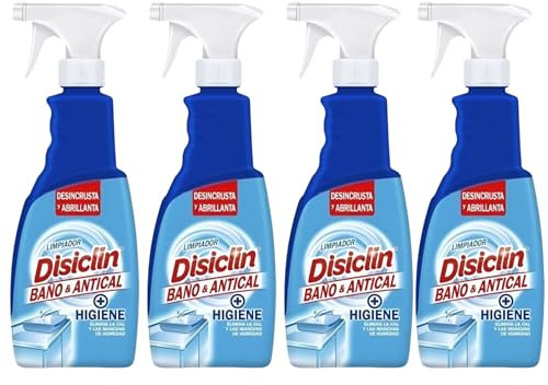 PACK DE 4 DISICLIN Baño & antical Limpiador de baño elimina cal y manchas de humedad desincrustando y abrillantando 650 ml
