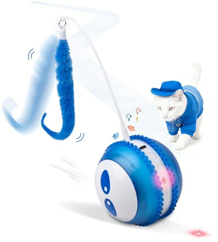 Pet Prime Interaktives Katzenspielzeug Ball mit Laserpointer Elektrish Katzen Laser Pointer Spielzeug und Katzenlaufrad