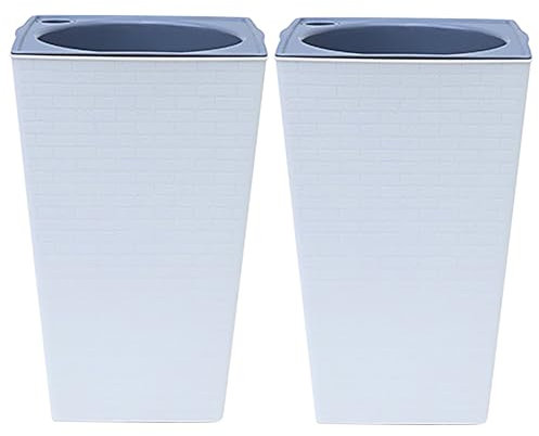 2 unidades de alta autoriego para interior y exterior para terraza, jardinería decorativa y decoración, forma cuadrada, ánfora, plástico grande (A, talla única)