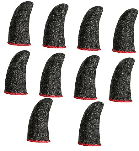 MUELODSIC Fingerschützer Voll Kompatibel Atmungsaktive Schwarze 10 Stück und Silberfaser Schweißabweisend mit Praktischer Fingerkoordination für Mobiles Gaming