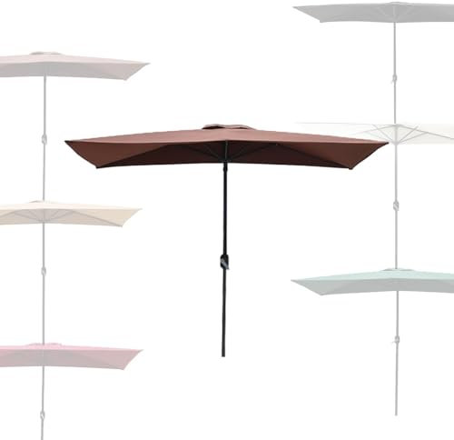 Parasol rectangulaire d'extérieur de 250 cm, parasol mural pour terrasse, pique-nique avec manivelle, parasol de jardin, balcon (café) – Parfait pour la terrasse et l'extérieur