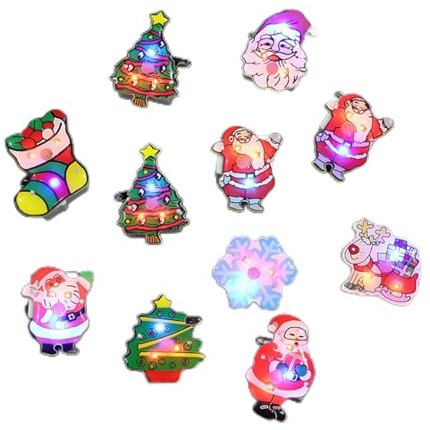 Weihnachten Brosche Pins Leuchtende Weihnachtsbroschen Weihnachtsbrosche Pin LED Leuchten Abzeichen Brosche Blinklicht Brosche für Weihnachten Geburtstagsfeier Weihnachtsschmuc (Color 4)