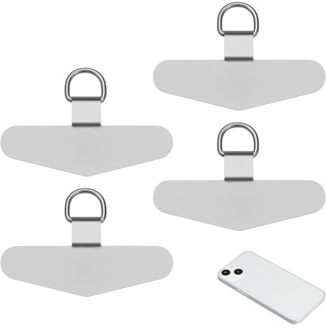 4 PCS Phone Tether Tab, Stainless Steel Cellphone Lanyards Tether Patches, Phone Lanyard Patch, Metal Crossbody Cell Phones Lanyard Patch, Universal Cellphone Strap Connector for Smartphones
