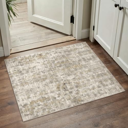 PureCozy Braun Fußmatte Teppich 60x90 Fussmatte Schlafzimmer Teppiche Waschbarer Boho rutschfest Abstrakt Carpet Bettvorleger Büroteppich Kurzflor Weich Kleiner Carpets