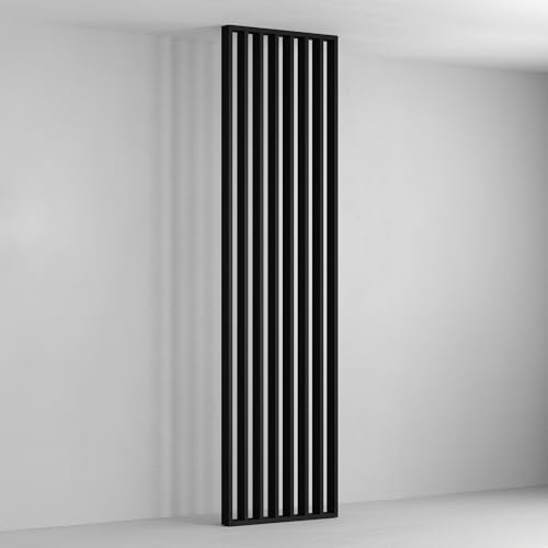 HEXIM Raumteiler Lamellenwand 275x58cm MDF Schwarz | Raumtrenner Trennwand, freistehende Holzlamellen, Innendekoration, moderne Raumgestaltung, Lamellen-Sichtschutz