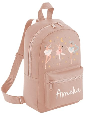 A1 Graphics Ltd Personalised Ballerina Kids Backpack Custom with Name Choice of Colours Ballet School Bag with Adjustable Straps for Children & Toddlers (Peach)