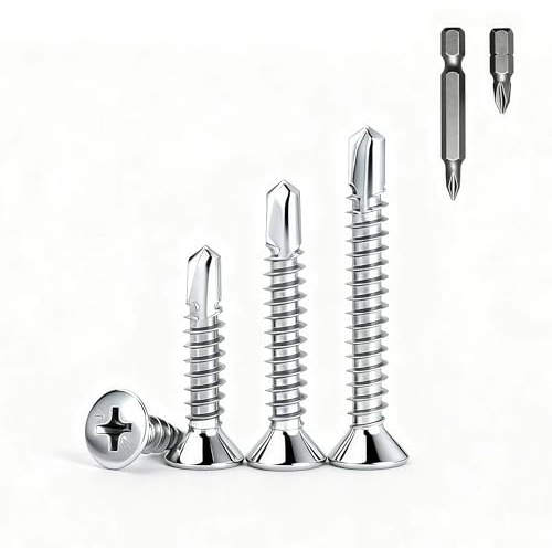 220 tornillos autorroscantes, M4,2 x 19 mm, autorroscantes, acero inoxidable, cabeza avellanada, tornillos Phillips con dos puntas PH1