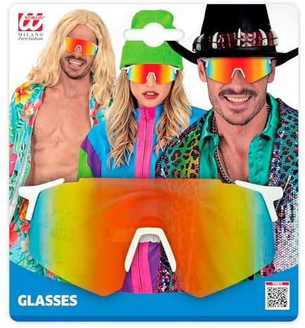 W WIDMANN MILANO Party Fashion - Verspiegelte Partybrille | Bunte Spiegelbrille für Damen und Herren als Kostümzubehör für Karneval, Festival und Mottoparty