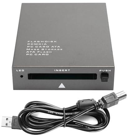 Lector de Tarjetas USB 2.0 a PCMCIA, adaptadores Plug and Play para Leer Tarjetas Memoria Flash ATA PC en computadora portátil con indicador LED de Cable Datos