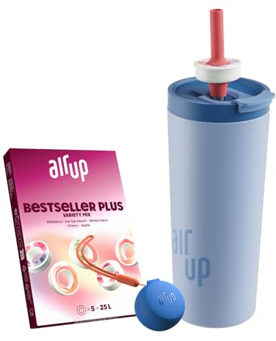 air up Original Tumbler Starter-Set 700ml in Dusty Blue mit Pods in 5 Geschmacksrichtungen + Podcase Blue Gaze | Trinkflasche, BPA-frei