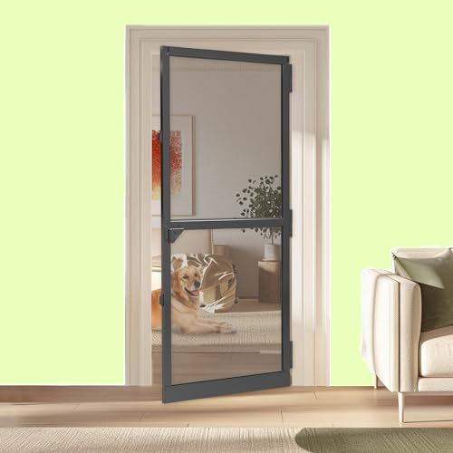 UISEBRT Mosquitera para puerta, marco de aluminio, 95 x 210 cm, color negro