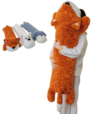 Xiyocadt Lange Hund Kuscheltier - 80cm, Plüschtier Kisse, Schlafkissen, Weiches Flauschiges Plüschkissen, Geschenke für Jungen und Mädchen (Fuchs)