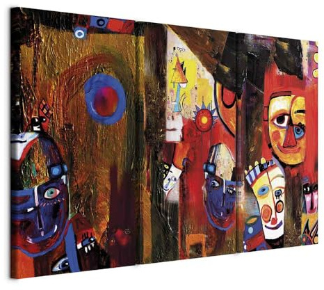 murando - Quadri Moderni Acustici Soggiorno, Clown Colorati Stile 120x80cm | Chiodi Inclusi, 3 Pezzi, Quadro Moderno Acustico, Pannelli Fonoassorbenti Decorativi, Protegge da Rumori, Produzione Europea