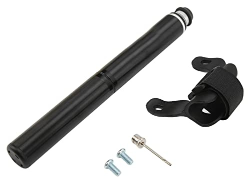 MAMJENNI Mini Bomba de Bicicleta, Marco de aleación de Aluminio, para válvulas Presta y Schrader, con Agarre Antideslizante, diseño telescópico portátil, Soporte de Montaje (Negra)