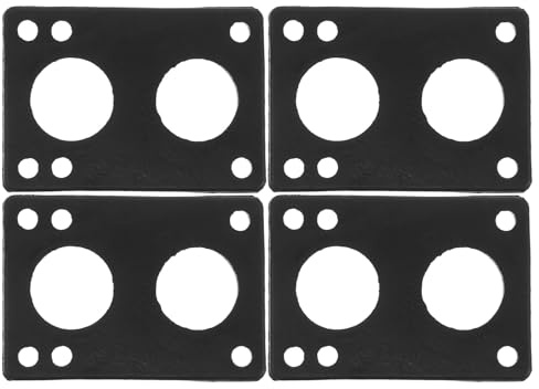 Milisten Set da 4 Cuscinetti Ammortizzatori in Gomma Nera da 6 Mm per Skateboard e Cruiser, Riser Pad Antivibranti per Assorbimento Urti, Riduzione Rumore e Maggiore Controllo per