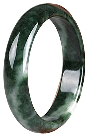 Natürlicher Jadeit-Jade-Armreif, der Reichtum und Glück anzieht, dunkelgrüner heilender Kristallquarz, Geburtstagsgeschenke für Frauen/Männer/Mädchen (Farbe: Dunkelgrün, Größe: 56–58 mm)