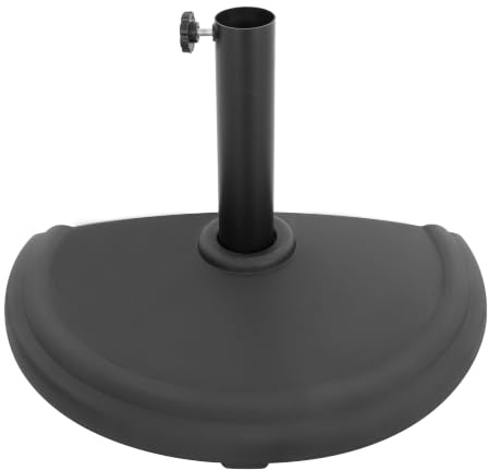 Avestar Pied de Parasol Demi-Rond 49 cm Ø 3,8-4,8 cm 9,5 kg, Noir | Matériau robuste, En polyéthylène (PE) résistant aux intempéries