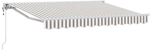 Foknhdi Toldo de brazo articulado de 4 x 3,5 m, toldo extensible para terraza con manivela, dispensador de sombra estable para balcón y terraza, tejido resistente a la intemperie, gris claro y blanco