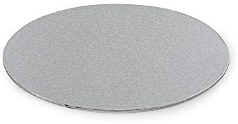 DECORA Thin Cake Board Silver Ø 22 cm H 3 MM 9' Dünne Kuchenplatte, Karton, Silber, 22 x 22 x 0.3 cm