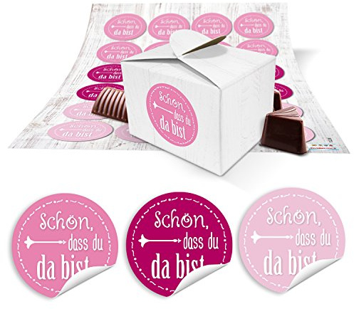 Logbuch-Verlag 24 Schön dass Du da bist Schachteln rosa pink 8 x 6,5 x 5,5 cm give-away Hochzeit Geburtstag Kommunion Geschenke verpacken
