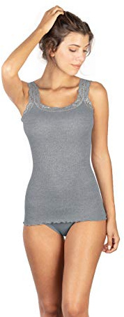 EGI Canottiera Donna Lana Seta Elegante Pizzo Made in Italy Sottogiacca Intimo Top Donna, Art. 1491 (L-XL, Grigio Medio)