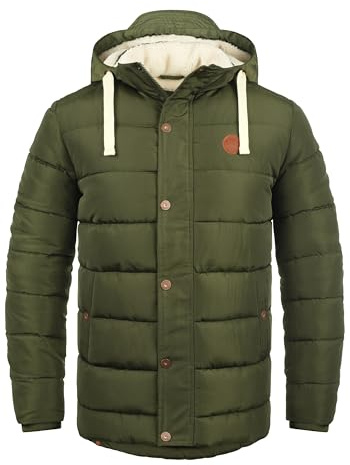 BLEND Frederic Men's Winter Jacket Outdoor Jacket with Teddy Fleece with Hood, Size:XL, Colour:Ivy Green (77086)