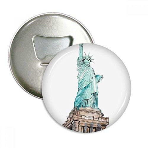 Statue of Liberty in New York Harbor rund Flaschenöffner Kühlschrank Magnet badge Button 3 Geschenk
