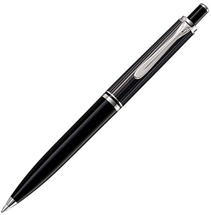 Pelikan Kugelschreiber Souverän 405 Stresemann, Schwarz-Anthrazit, hochwertiger Druckkugelschreiber im Geschenk-Etui, 803700