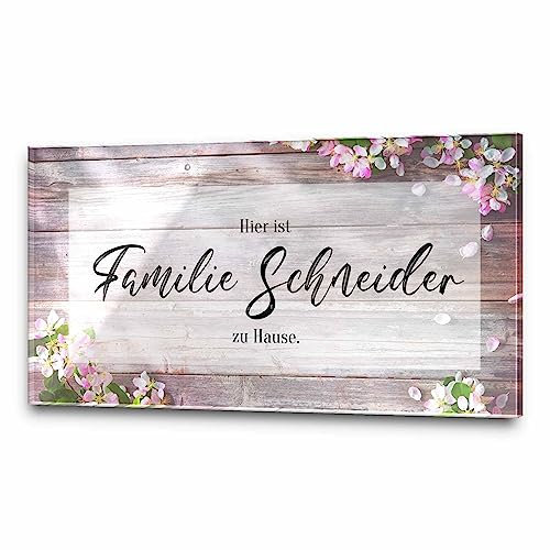 Türschild Namensschild für die Haustür 29x15 cm mit UV Druck und einem einzigartigem Design Eingangsschild Garten Familienschild Klingelschild Klingelplatte Funk-Klingel