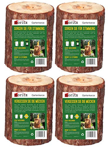 Moritz 2 x fuegos suecos + 2 x citronela olor antorcha de árbol, incluye mecha de encendido, antorcha de jardín, antorcha de madera, antorcha de fiesta, 1,5 – 2 horas de combustión, 20 cm de alto
