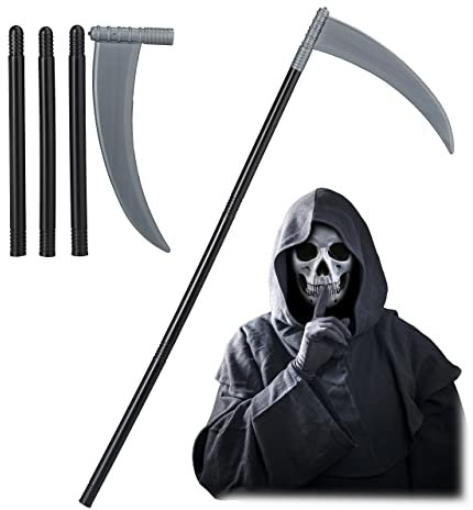 Relaxdays Grim Reaper Sense, Deko für Fasching & Halloween, für Kinder & Erwachsene, Handsense 43-103 cm lang, schwarz