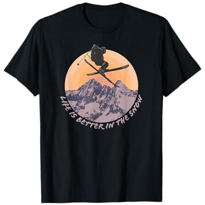 Skifahren im Schnee Berge und Alpen Ski Apres Ski Geschenk T-Shirt