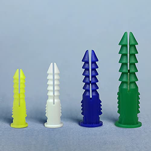 HASWARE Kunststoff-Trockenbau-Dübel, Schraubensortiment, 116-teilig, enthält 4 Dübel und Schrauben in verschiedenen Größen, Dübelbolzen, Dehnbolzen zum Aufhängen von Wandplatten, Betonbildern