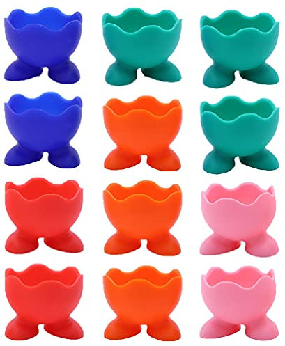Yardwe Lot de 12 coquetiers en silicone pour œufs durs et durs, couleur aléatoire