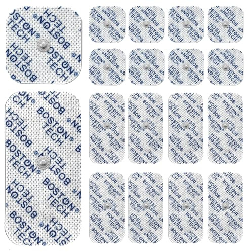 Boston Tech Elektroden für TENS EMS mit 3,5 mm Druckknopf, Set 16 Pads 5x5 cm, kompatibel mit Beurer, Vitacontrol | Wiederverwendbar, Starke Haftung ohne Gel (5x5 5x10 16Stk)
