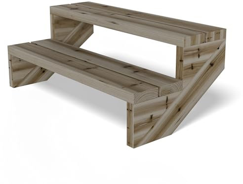 Gartenwelt Riegelsberger Scala per terrazze, larghezza 95 cm, scala con 2 gradini, altezza piano 38 cm, legno massello di pino impregnato in autoclave, set completo di guance, assi e viti