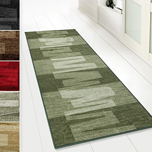 Floordirekt Läufer Teppich Brücke Teppichläufer Veneto (Grün, 80 x 250 cm)