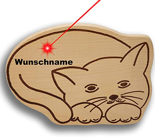 DEKOFANT Frühstücksbrettchen Holz Katze liegend personalisiert mit Namen