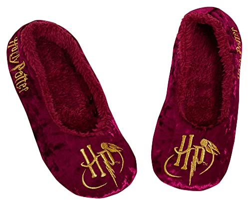 Harry Potter Pantofole per donne e ragazze adolescenti Hogwarts slip on ballerina calzini pantofole, Borgogna, 40 EU