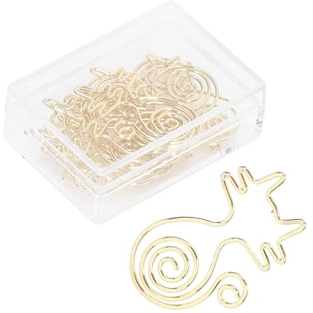 100Pcs Gold Papierclips Nette Katze Hund Tier Papierclips Metallclips für Dateien Papier Lustige Papierclips Lesezeichen Planer Clips Kleine Papierclips Metall Dekorative Clips für Home (Cat Clip)
