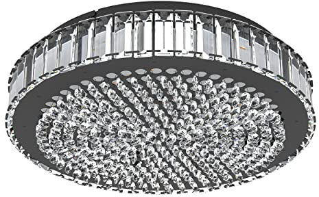 EGLO LED Deckenleuchte Balparda, dimmbare Kristall Deckenlampe, edle Wohnzimmerlampe aus schwarzem Metall und Glas-Kristallen, Deckenbeleuchtung neutralweiß, Ø 41 cm