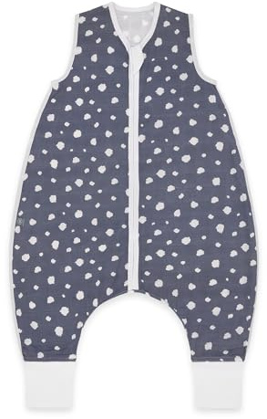 emma & noah Premium Baby Schlafsack mit Füßen Sommer, Bequem & Atmungsaktiv, 100% Bio-Baumwolle, OEKO-TEX Zertifiziert, Flauschig Weich, Bewegungsfreiheit, 0.5 TOG (Punkte Blau, 110 cm)